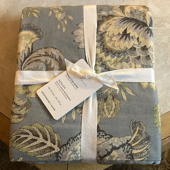 NWT Pottery Barn Azalea Palempore King/Cal King Duvet Cover in Floral Blue Green - Picture 8 of 11